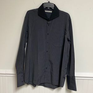 New Assante Dark Gray Striped Dress shirt